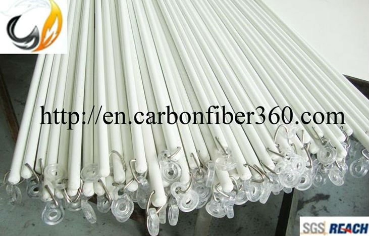White Fiberglass Baton For Drapery Hardware 9.5mm curtain rod curtain pole FRP pole with snap